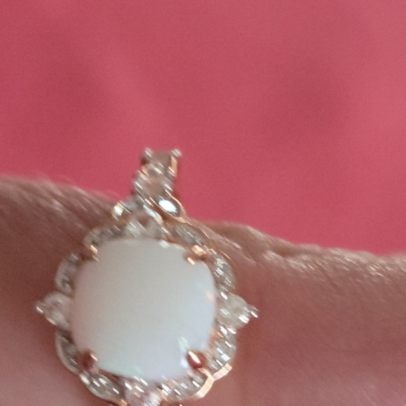 14kt white gold w diamond opal ring - Picture 8 of 10